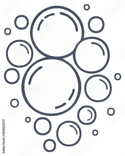 Outline Illustration of Round Bubbles Grouping Soap Foam Circle Shapes