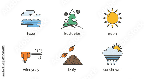 Set of 6 weather icons vector