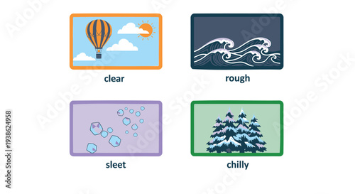 Set of 4 weather icons vector