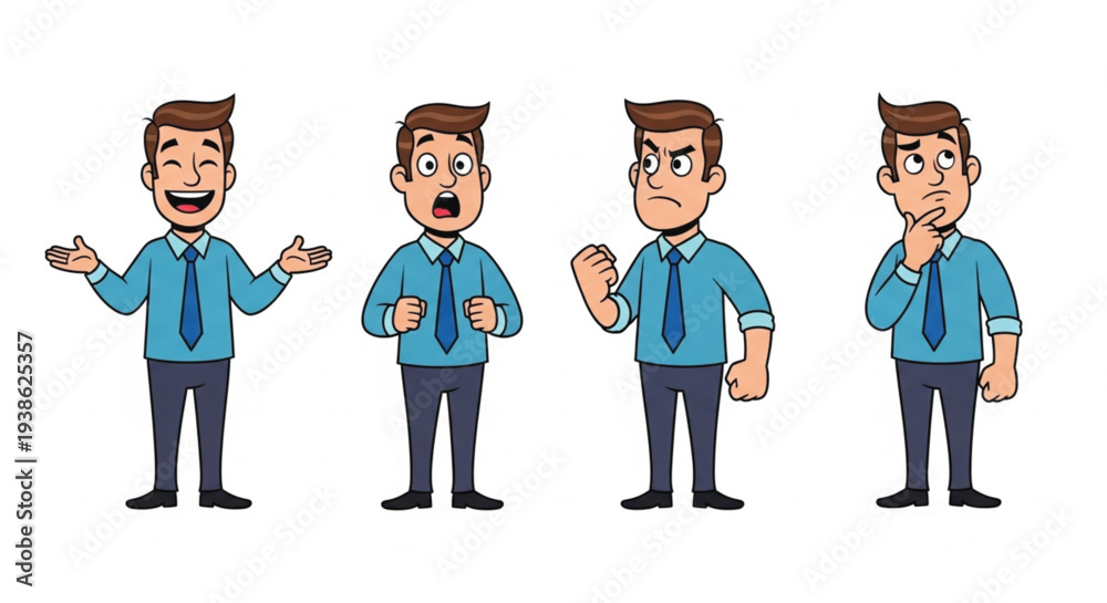 Fototapeta premium set of funny cartoon businessman