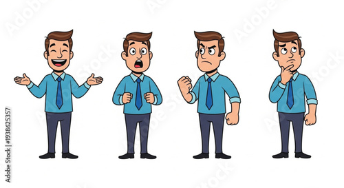 set of funny cartoon businessman