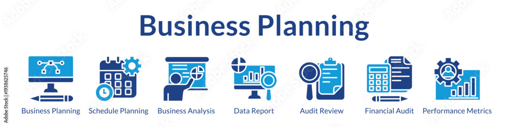 Fototapeta premium Business Planning Solutions with Strategic Analysis Financial Audits Performance Tracking and Growth Roadmap Development