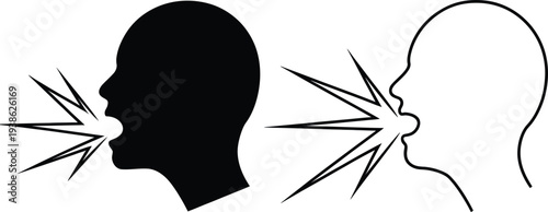 Set of 2 shouting heads vector