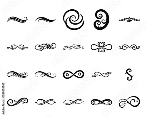 Collection of elegant vintage decorative swirls and flourishes for design and vector illustration.