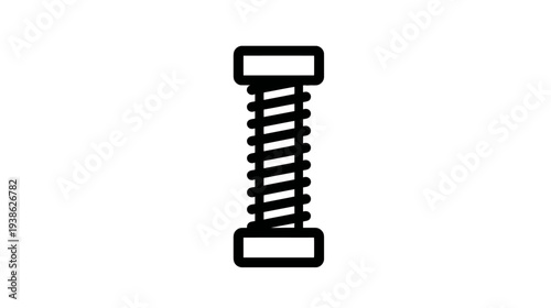 A vector illustration of a coiled spring. The spring is black and white, centered on a white background