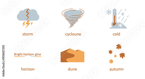 Set of 6 weather icons vector