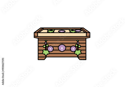 Wooden Treasure Chest with Ornate Decorations and Jewels.