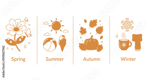 Set of 4 seasonal icons vector