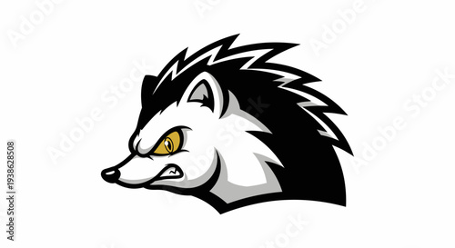 Black and White Wolf Head Illustration.
