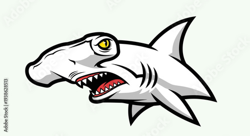 Cartoon Shark Head with Sharp Teeth.