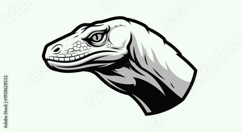 Detailed Illustration of a Dinosaur Head.