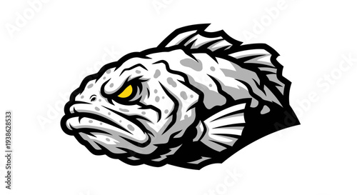 Detailed Illustration of a Fish Head.