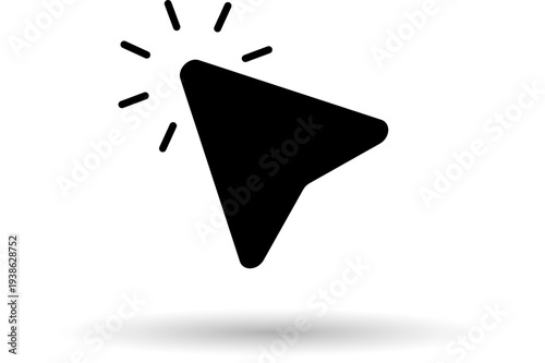 A black play icon with radiating lines indicating action or movement in a simple graphic design.