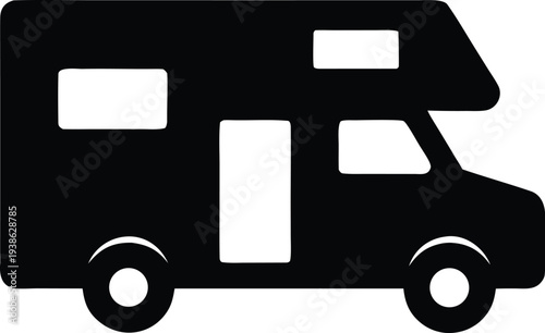 motorhome silhouette vector illustration on transparent background