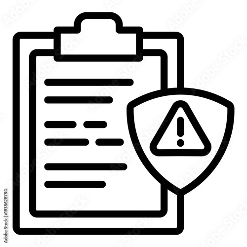 A document with a warning or alert symbol, indicating potential security or safety concerns icon, vector illustration.