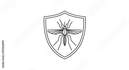 Mosquito Inside a Shield Icon Representing Protection and Health Alert on an Isolated White Background