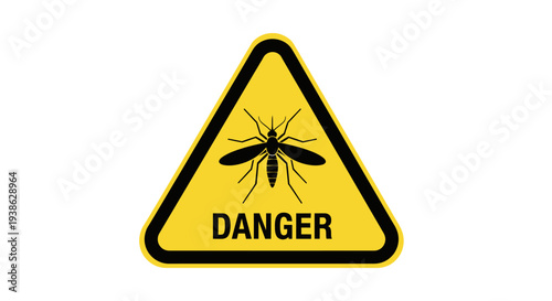 Danger warning sign with skull and biohazard symbol in yellow triangle safety icon isolated vector illustration