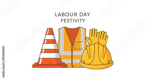Set of 3 labour day construction icons vector