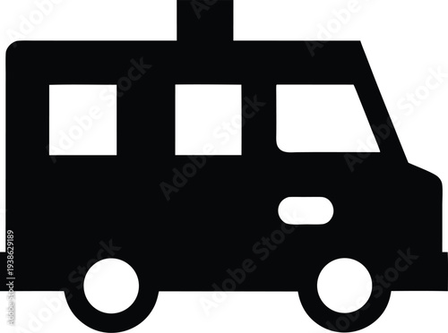 minivan silhouette vector illustration on transparent background