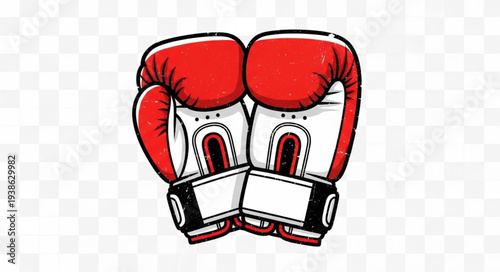 Pair of red and white boxing gloves illustration.