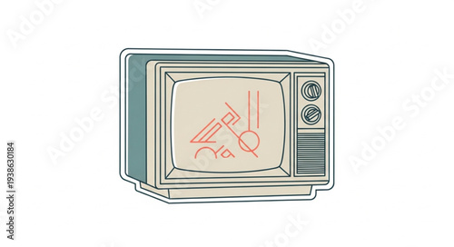 Vintage Television Set with Static on Screen.