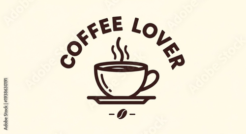Coffee Lover Logo Design with Cup and Steam.