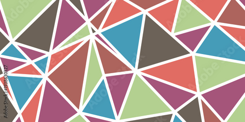 Triangle decoranive art backgrounds. Polygonal rainbow mosaic abstract vector illustration. Triangular simple pattern. Template geometric design for poster, banner, card.