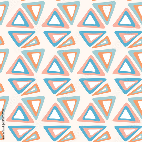 Seamless pattern with triangle decoranive art print. Polygonal rainbow mosaic background. Abstract vector illustration. Triangular graphic Simple pattern geometric design for fabric, wallpaper.