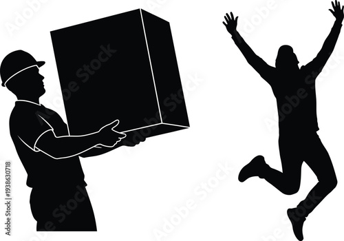 A delivery person bringing joy with a package