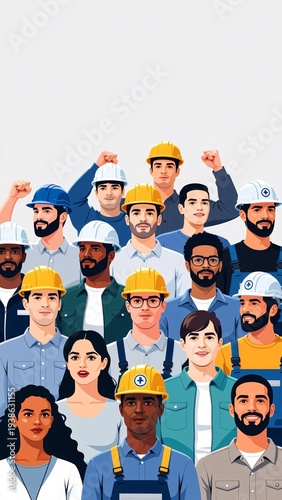 Diverse Group of Construction Workers Celebrating Teamwork and Unity