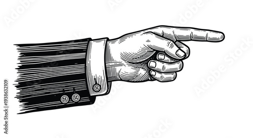 Hand pointing forward with index finger in a vector graphic illustration design
