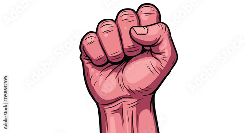 Cartoon style vector illustration of a clenched human fist raised in protest