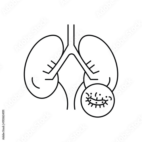 Lung cancer icon Respiratory Disease. thin line icons.
