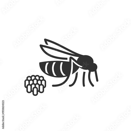 Mosquito icon. Flying insect pest. Monochrome black and white symbol