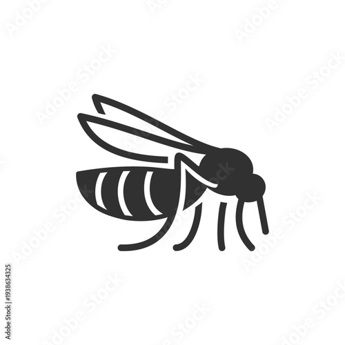 Mosquito icon. Flying insect pest. Monochrome black and white symbol