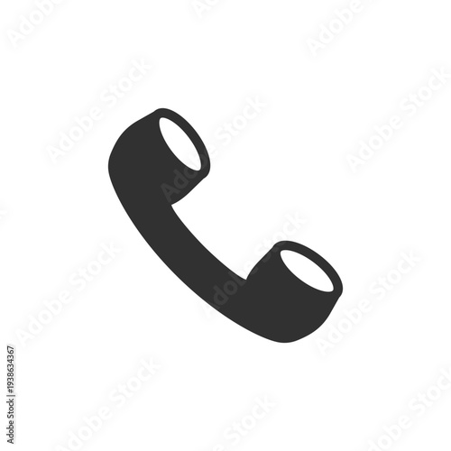 Phone handset icon. Telephone communication device. Monochrome black and white symbol