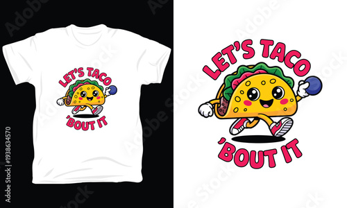 Lets taco bout it funny cartoon taco character holding bowling ball vector illustration