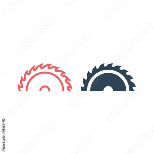 Saw circle icons set, industrial saw vector flat illustration isolated sign symbol.