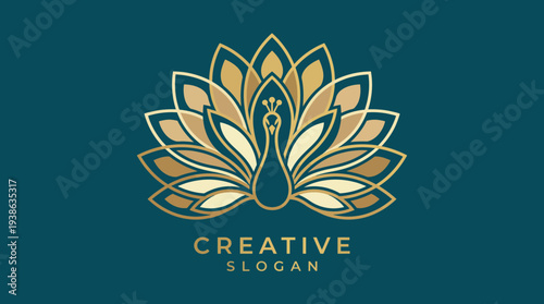 An opulent logo featuring a stylized peacock, representing beauty and creativity, suitable for brands in fashion, hospitality, or anything embodying elegance and luxury.