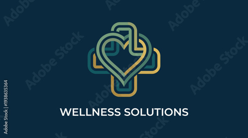 This sophisticated logo features a stylized heart within a cross symbol, representing holistic wellness solutions that prioritize care, compassion, and health.