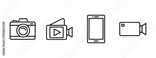 Camera video camera smartphone and camcorder icons