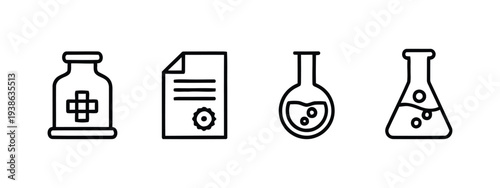 Laboratory equipment icons lineup