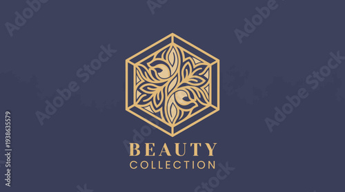This logo features a detailed hexagonal design with floral elements, capturing the essence of beauty and nature, ideal for luxury beauty brands or boutique collections.