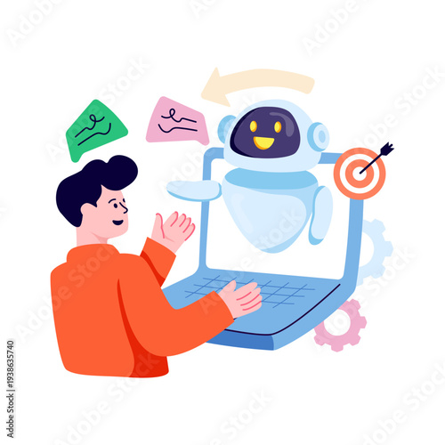 Trendy design illustration of virtual robot 