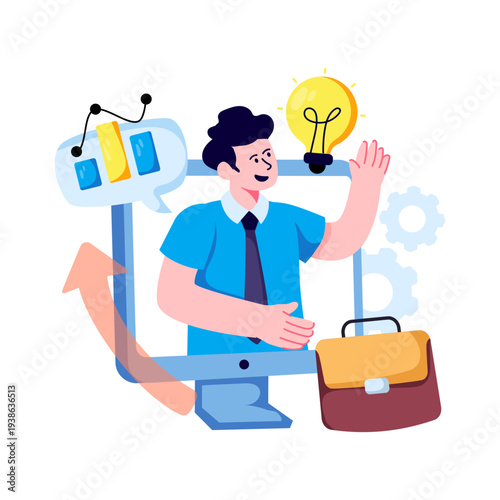 Trendy design illustration of online business support 