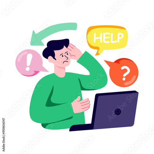Editable design illustration of confused customer 
