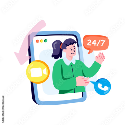 A unique design illustration of video call