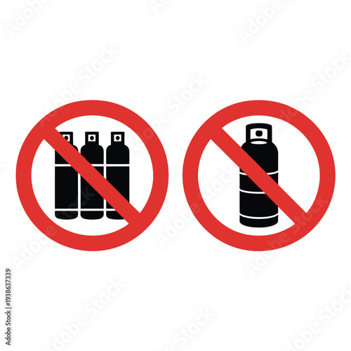 Warning signs prohibit the storage of gas cylinders and propane tanks.