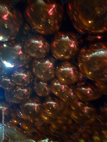 Abstract Golden Christmas Baubles with Soft Motion Blur