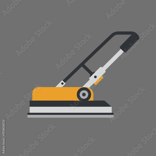 A flat-pack illustration of a yellow and gray plate compactor machine on a gray background.